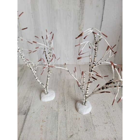 Dept 56 bare branch tree white stripped village accessory Xmas set - Picture 8 of 8